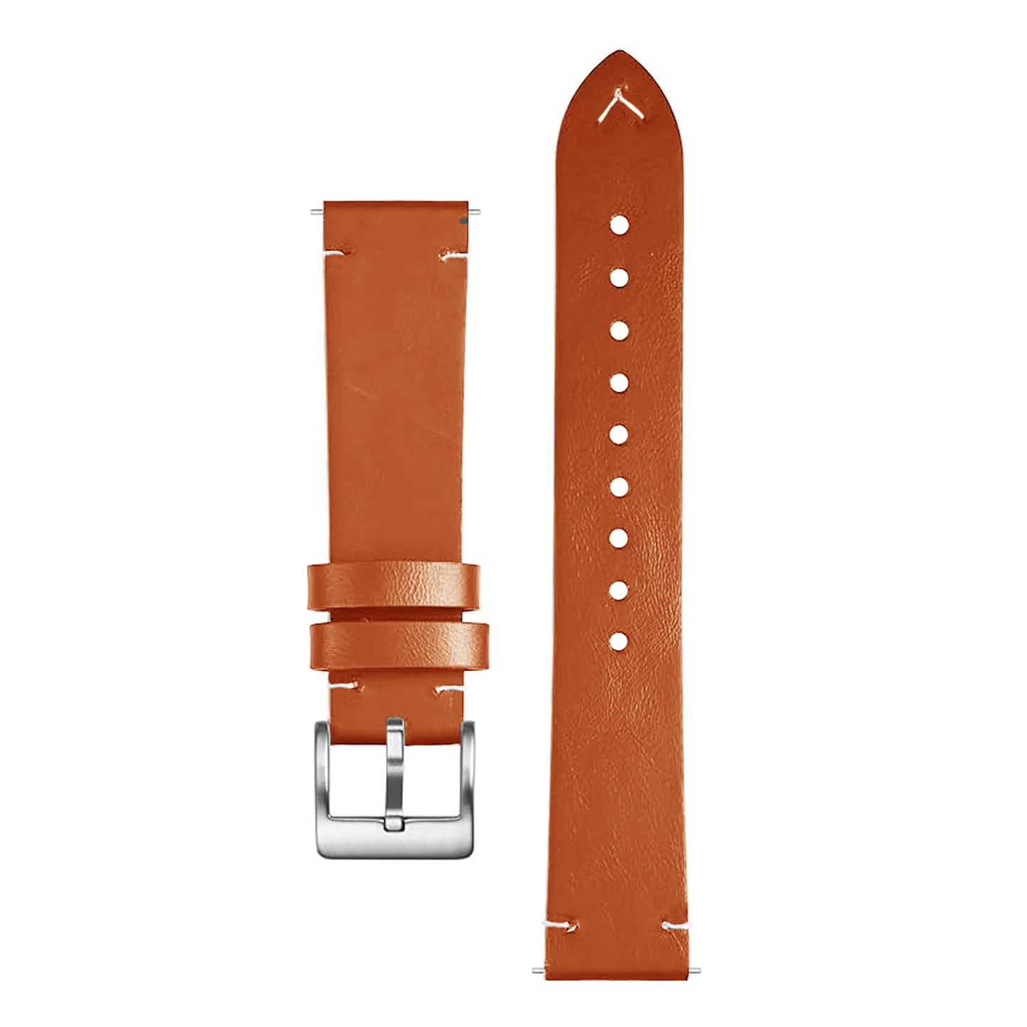 OMAX Genuine Leather Watch Strap for Quick Release and Self Changeable (Silver Buckle)