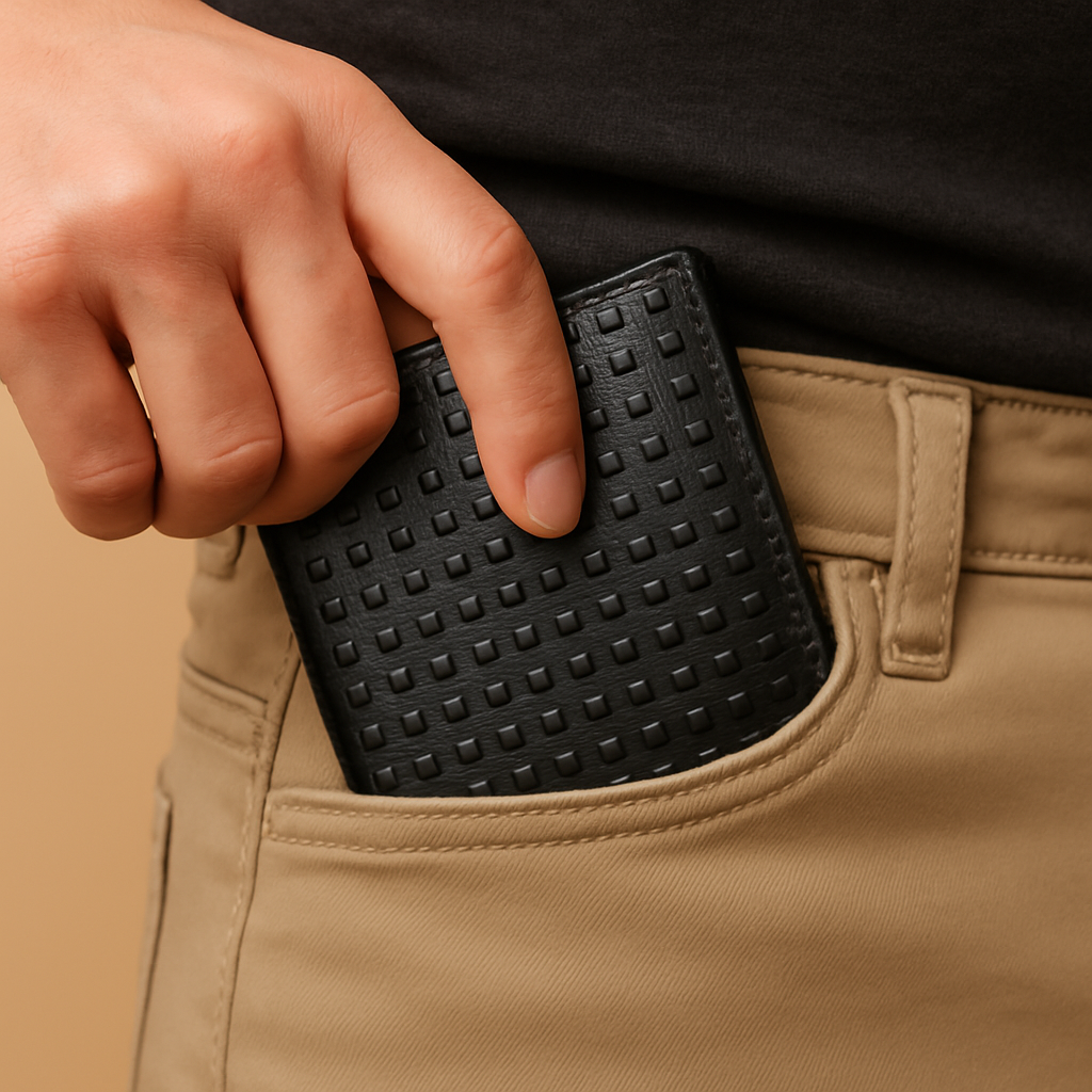 OMAX LTWL11 Black Diamond Textured Full Grain Leather Men's Wallet