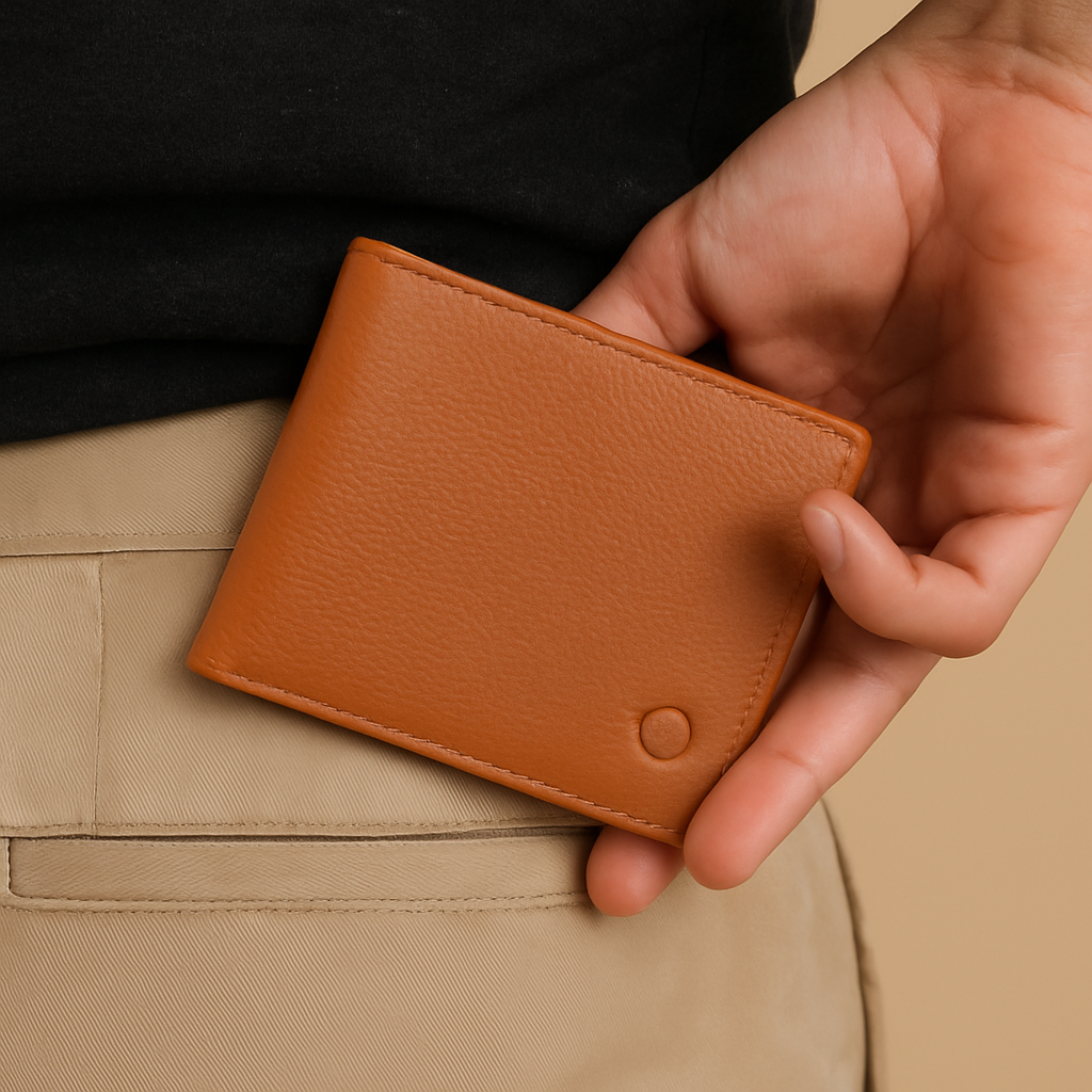 Omax LTWL13 Tan Slim Full Grain Leather Men's Wallet