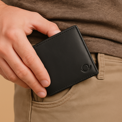 Omax LTWL13 Black Slim Full Grain Leather Men's Wallet