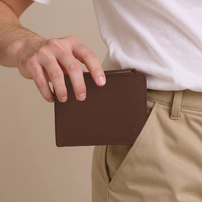 Omax LTWL13 Brown Slim Full Grain Leather Men's Wallet