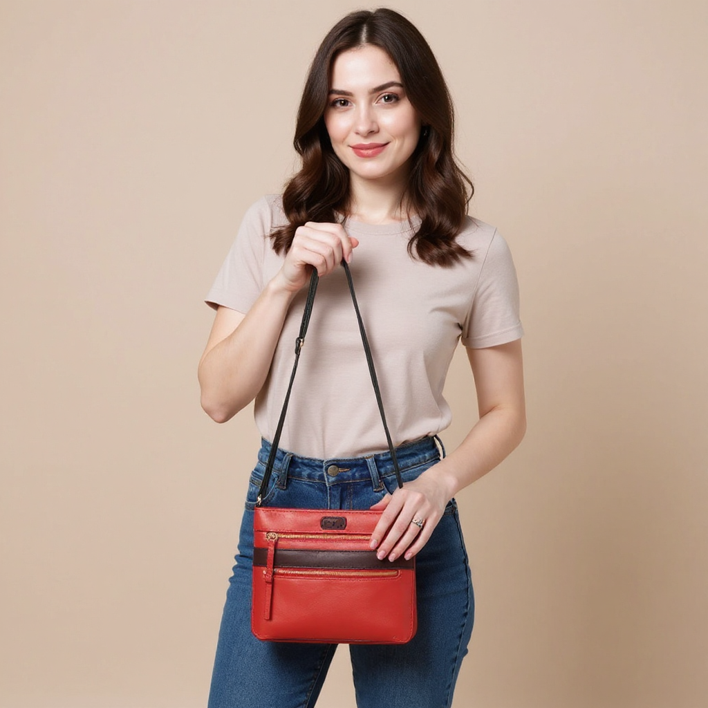 Omax Genuine Leather Sling Bag for Women