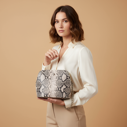 Omax Snake Printed Genuine Leather Ladies Handbag FL69