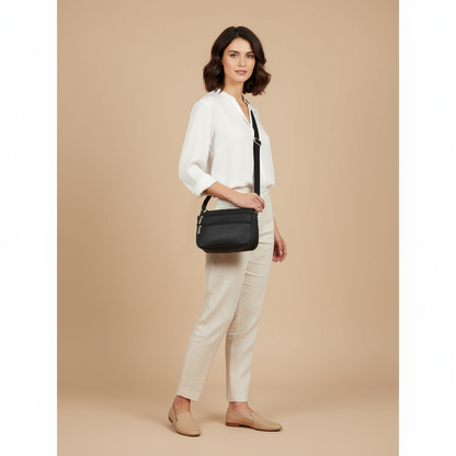 Boshek Black Color Genuine Leather Sling bag for Women FL65