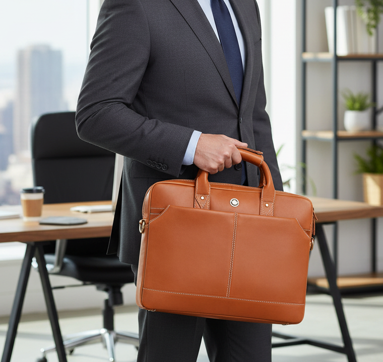 OMAX Genuine Leather Laptop Bag for Men LTHRMSN58