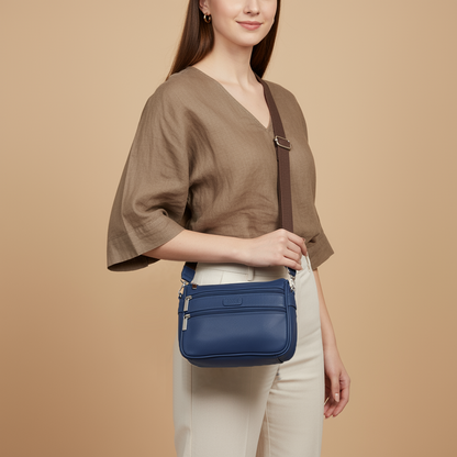 Boshek Blue Color Genuine Leather Mini Sling Cross Body Bag for Women FL65