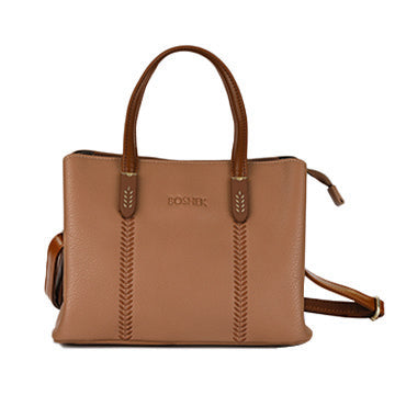 Tan Structured Tote Bag for Women – OMAX PU Leather Handbag with Detachable Sling