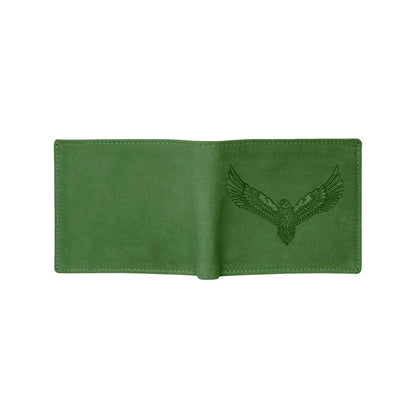 OMAX Olive  Eagle Embossed Design Genuine Leather Mens Wallet with Free Rakhi for Brother RBFW253
