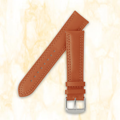 Boshek Orange Solid Genuine Leather Watch Strap for Quick Release and Self Changeable FS347