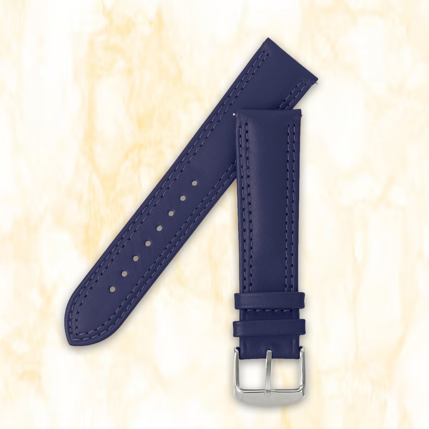 Boshek Blue Solid Genuine Leather Watch Strap for Quick Release and Self Changeable FS347