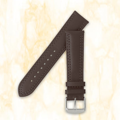 Boshek Dark Brown Solid Genuine Leather Watch Strap for Quick Release and Self Changeable FS347